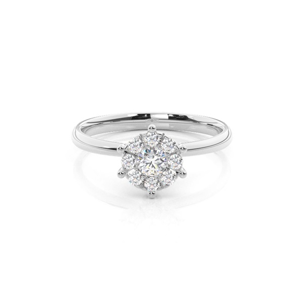 Pressure Setting Cluster Diamond Engagement Ring