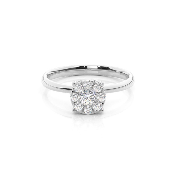 Pressure Setting Cluster Diamond Engagement Ring