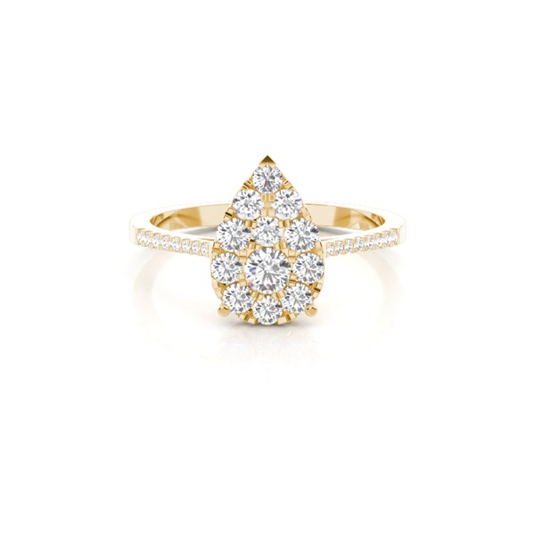 Pave Setting Round Diamond Cluster Ring