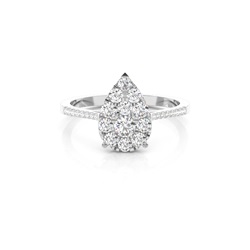 Pave Setting Round Diamond Cluster Ring