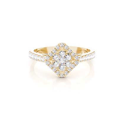 Yellow Gold Cluster Diamond Engagement Rings