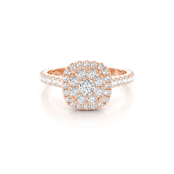 4 Prong Setting Cluster Diamond Engagement Ring