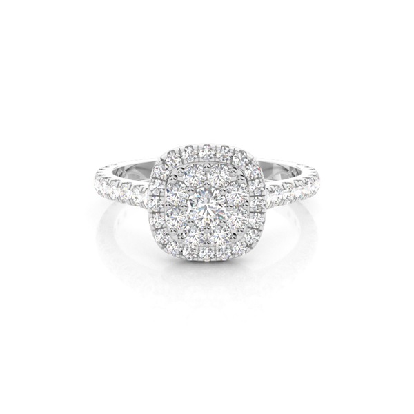 4 Prong Setting Cluster Diamond Engagement Ring