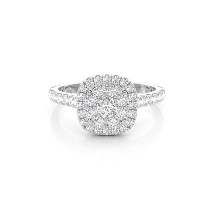 4 Prong Setting Cluster Diamond Engagement Ring