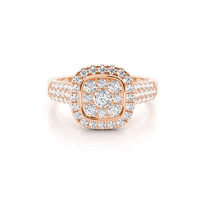 Rose Gold Cluster Diamond Engagement Rings