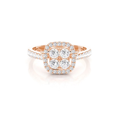 Rose Gold Cluster Diamond Engagement Rings