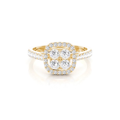 Yellow Gold Cluster Diamond Engagement Rings