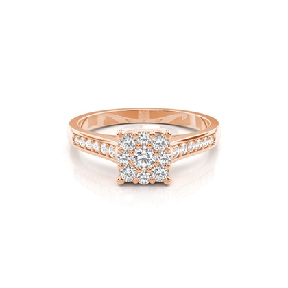 Rose Gold Cluster Diamond Engagement Rings