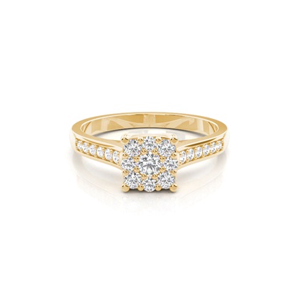 Yellow Gold Cluster Diamond Engagement Rings