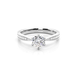 6 Prong Setting Side Stone Engagement Ring