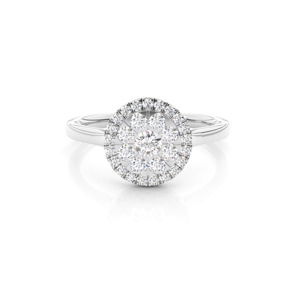 Pressure Setting Round Diamond Cluster Ring