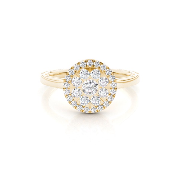 Pressure Setting Round Diamond Cluster Ring