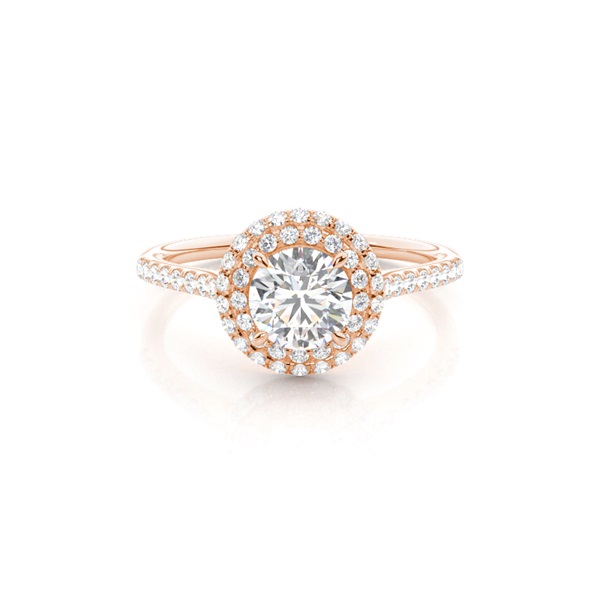 4 Prong Setting Side Stone Halo Engagement Ring