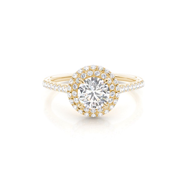 4 Prong Setting Side Stone Halo Engagement Ring