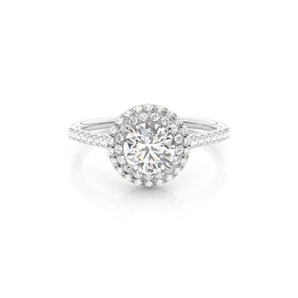 4 Prong Setting Side Stone Halo Engagement Ring