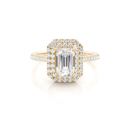 4 Prong Setting Side Stone Halo Engagement Ring