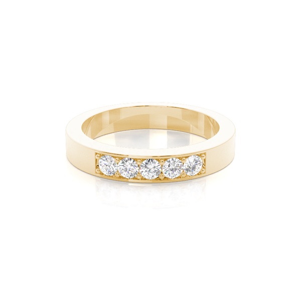 Pave Setting Plain Five Stone Ring