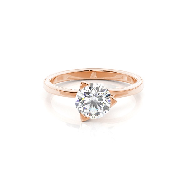 3 Prong Setting Round Diamond Plain Engagement Ring