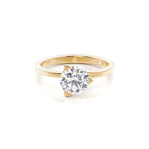 3 Prong Setting Round Diamond Plain Engagement Ring