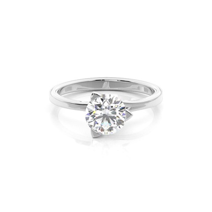 3 Prong Setting Round Diamond Plain Engagement Ring