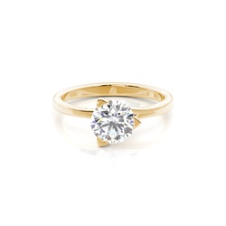 3 Prong Setting Round Diamond Plain Engagement Ring