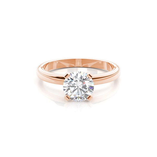 4 Prong Setting Round Diamond Plain Engagement Ring