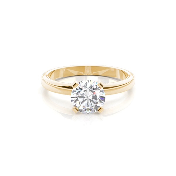 4 Prong Setting Round Diamond Plain Engagement Ring