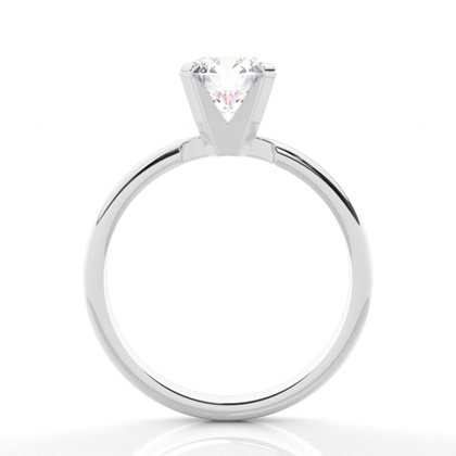 4 Prong Setting Round Diamond Plain Engagement Ring