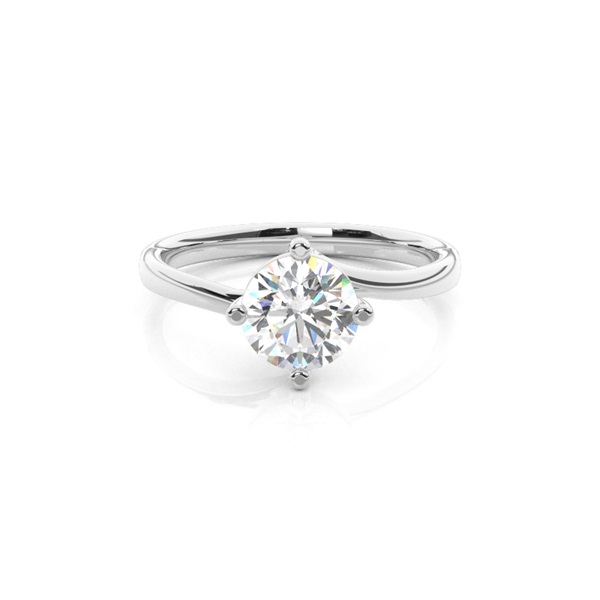 4 Prong Setting Round Diamond Plain Engagement Ring