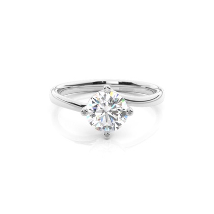 4 Prong Setting Round Diamond Plain Engagement Ring