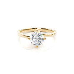 4 Prong Setting Round Diamond Plain Engagement Ring