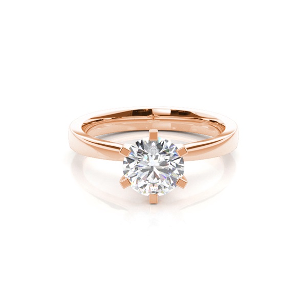 6 Prong Setting Round Diamond Plain Engagement Ring