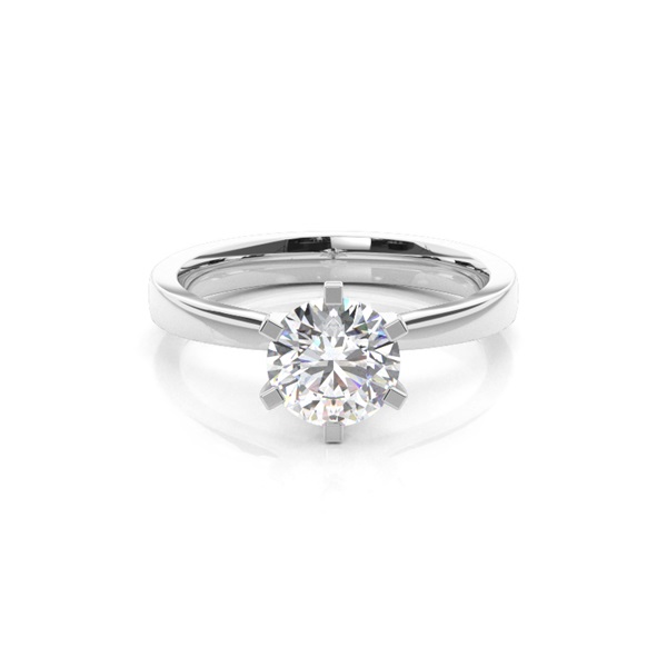 6 Prong Setting Round Diamond Plain Engagement Ring