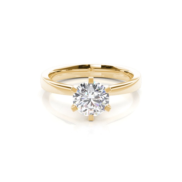 6 Prong Setting Round Diamond Plain Engagement Ring