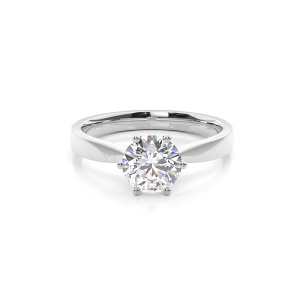 Prong Setting Round Diamond Plain Engagement Ring