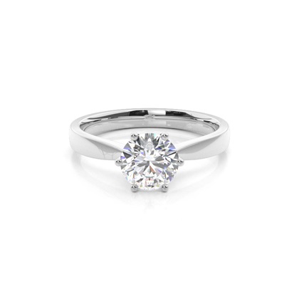 Prong Setting Round Diamond Plain Engagement Ring