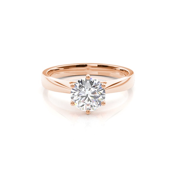 6 Prong Setting Round Diamond Plain Engagement Ring
