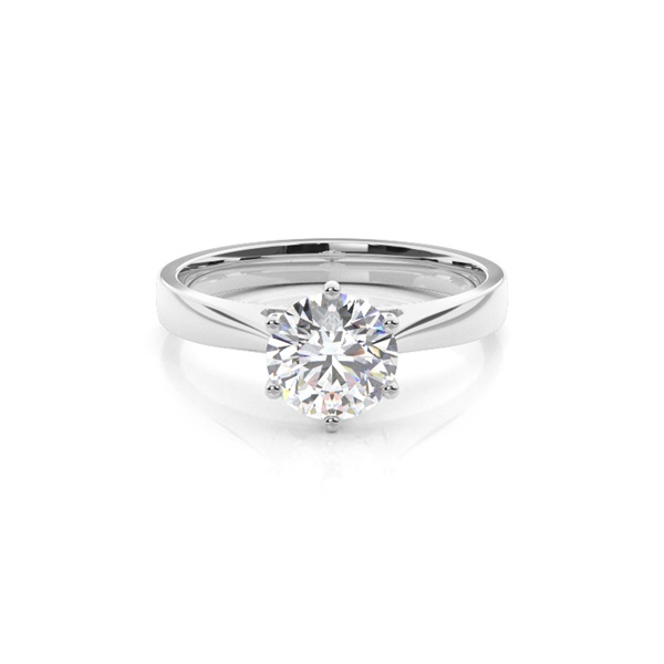 6 Prong Setting Round Diamond Plain Engagement Ring