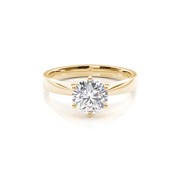 6 Prong Setting Round Diamond Plain Engagement Ring