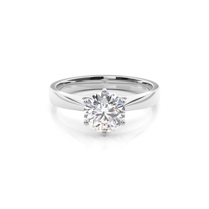 6 Prong Setting Round Diamond Plain Engagement Ring