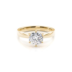 6 Prong Setting Round Diamond Plain Engagement Ring