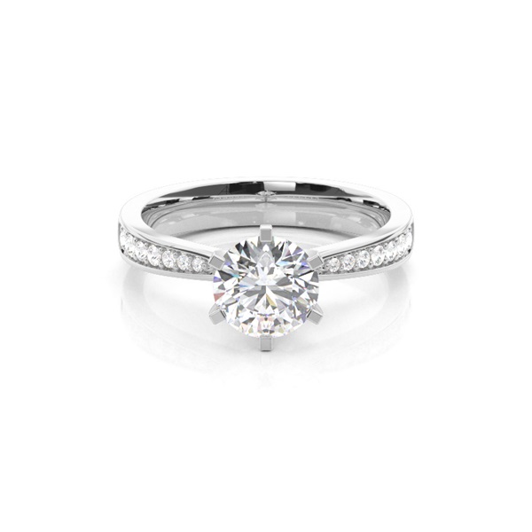 6 Prong Setting Side Stone Engagement Ring