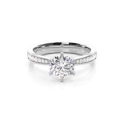 6 Prong Setting Side Stone Engagement Ring