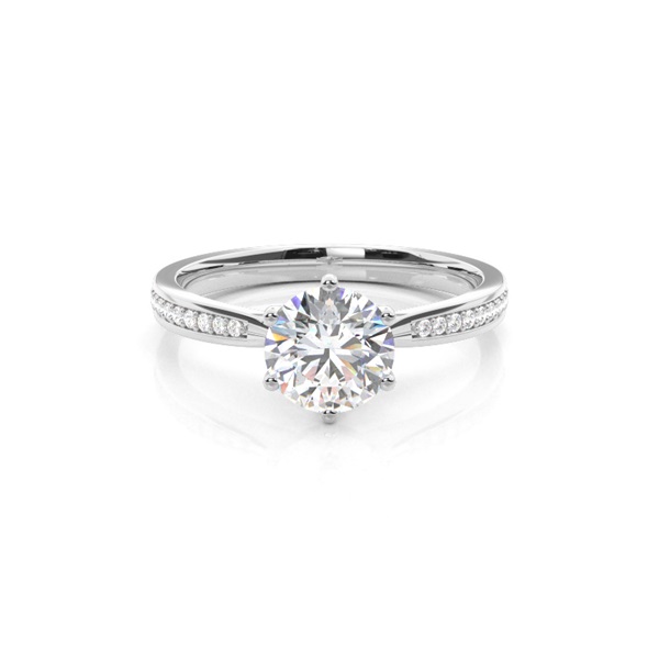 6 Prong Setting Side Stone Engagement Ring