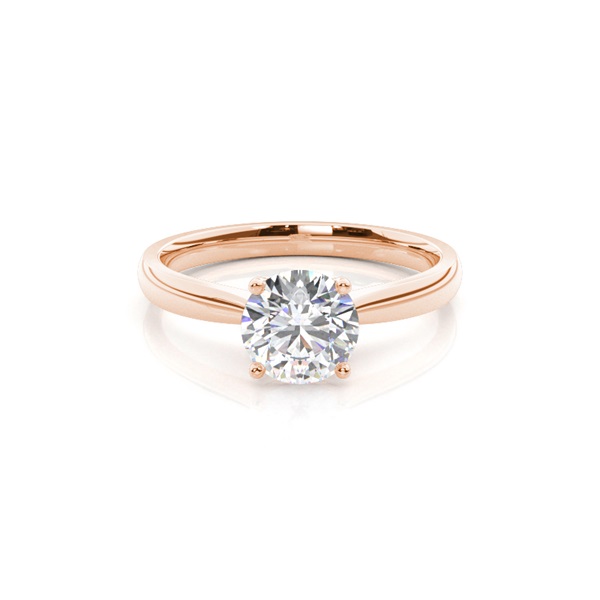4 Prong Setting Round Diamond Plain Engagement Ring