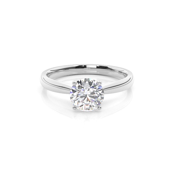4 Prong Setting Round Diamond Plain Engagement Ring