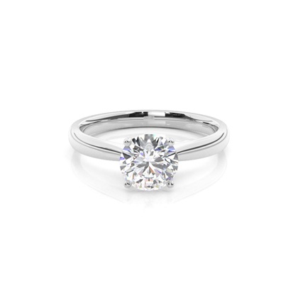 4 Prong Setting Round Diamond Plain Engagement Ring