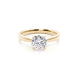 4 Prong Setting Round Diamond Plain Engagement Ring