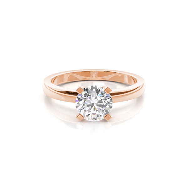 4 Prong Setting Round Diamond Plain Engagement Ring