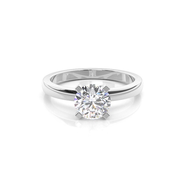 4 Prong Setting Round Diamond Plain Engagement Ring